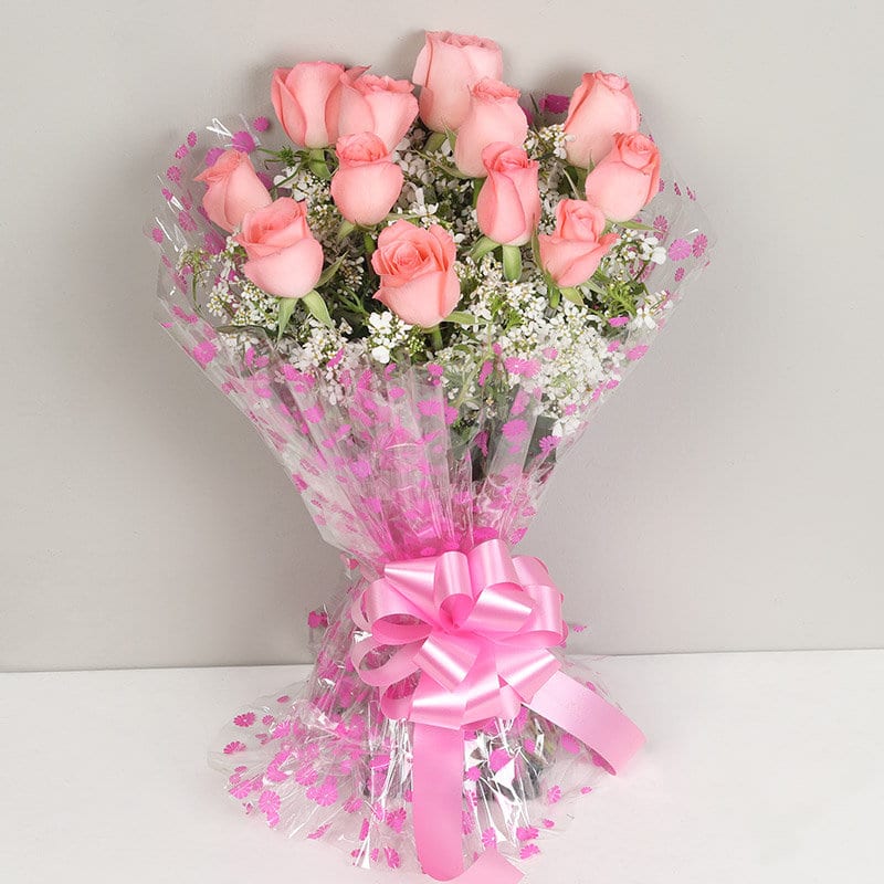 One Dozen (12) Stems of Imported Pink Roses