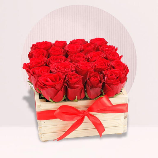 24 Red Roses in Wooden Box - Pak Gifts Store