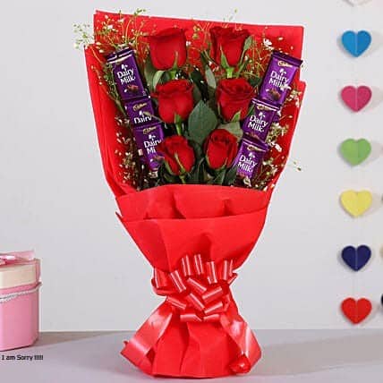 Dairy Milk & Flowers Bouquet