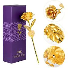 Golden Artificial Single Rose with Box - Pak Gifts Store