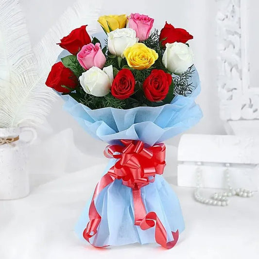 One Dozen (12) Multi-Color Roses Bouquet - Pak Gifts Store