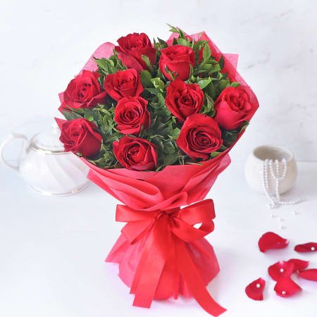One Dozen (12) Red Roses Bouquet - Pak Gifts Store