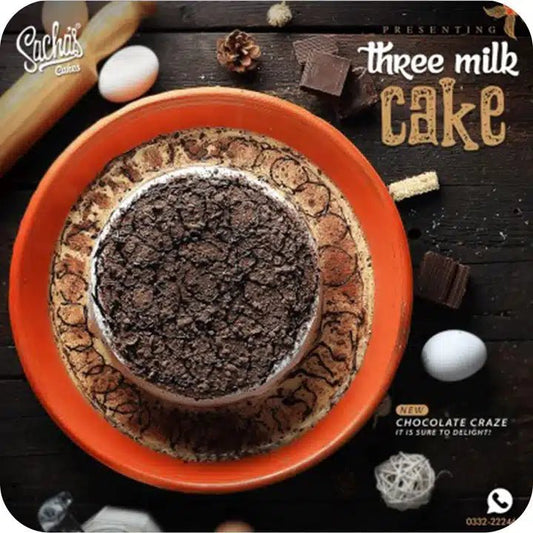 Three Milk Classic Chocolate Cake – Sacha Bakery - Pak Gifts Store